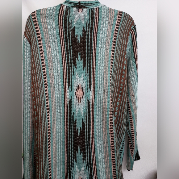 ROCK & ROLL DENIM Patterned Open Front Cardigan Western Boho Sweater (#1,532)(C) - Picture 7 of 9